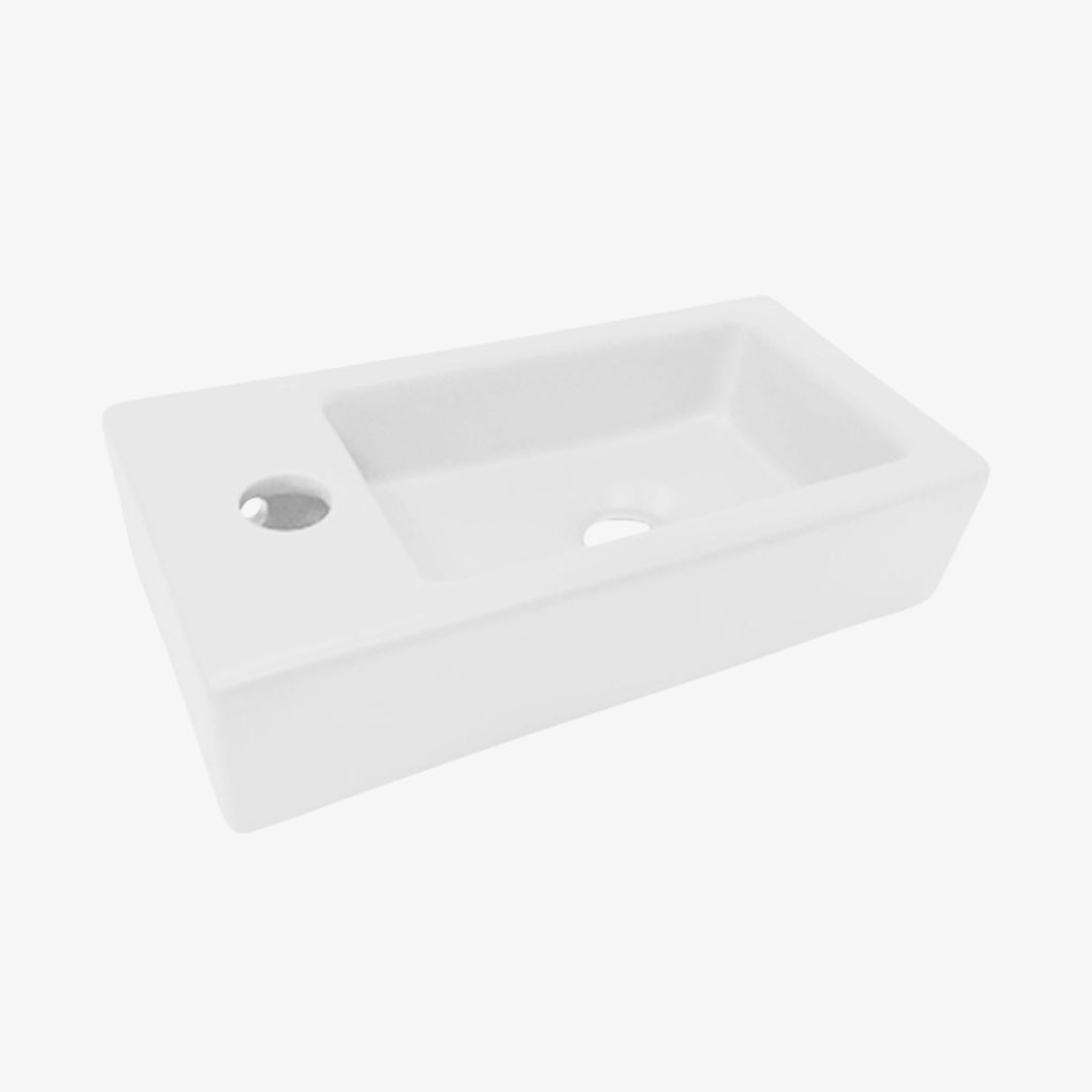 [10412046] Fontein Wasbak Milou Mini Links Mat Wit 37x9x18 cm (BxHXD)