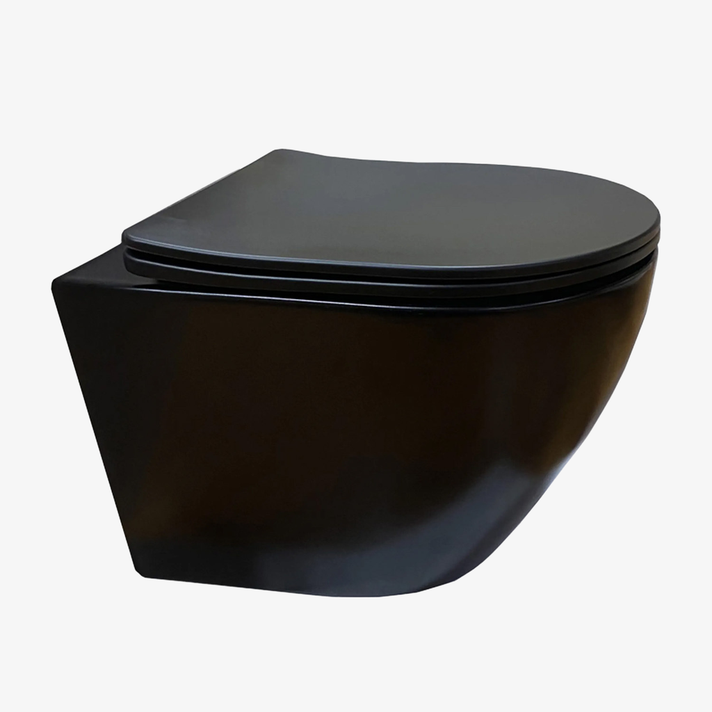 [20510002] Wandcloset Sara Mat Zwart - Rimless - Inclusief Softclose Toiletzitting