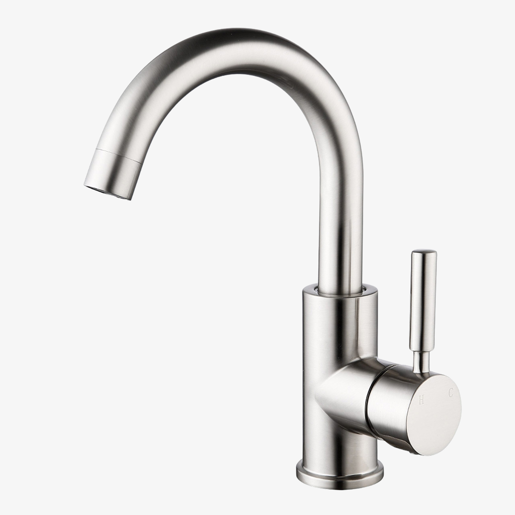 [20140053] Wastafelkraan Julia Eéngreeps 3/8 Inch Draaibaar Opbouw Rond RVS