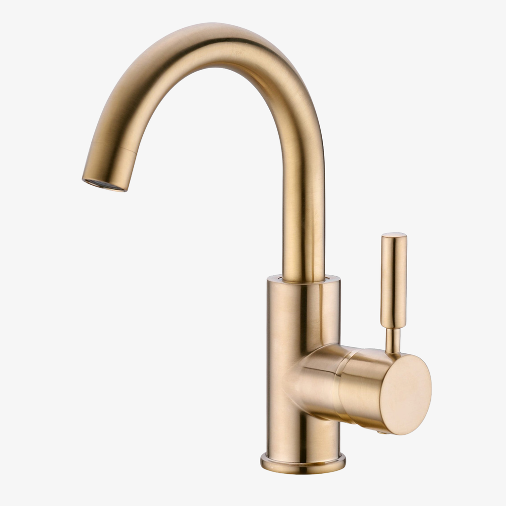 [20140032] Wastafelkraan Julia Eéngreeps 3/8 Inch Draaibaar Opbouw Rond Brushed Gold