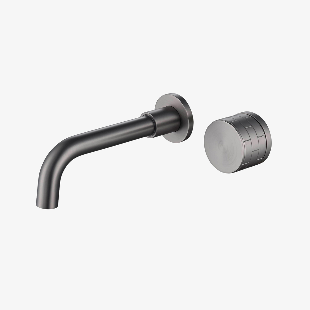 [20140063] Wastafelkraan Jasmijn Gun Metal - Met Uitloop 21 cm - Inbouw - 2-Gats - 2 Greeps Knop