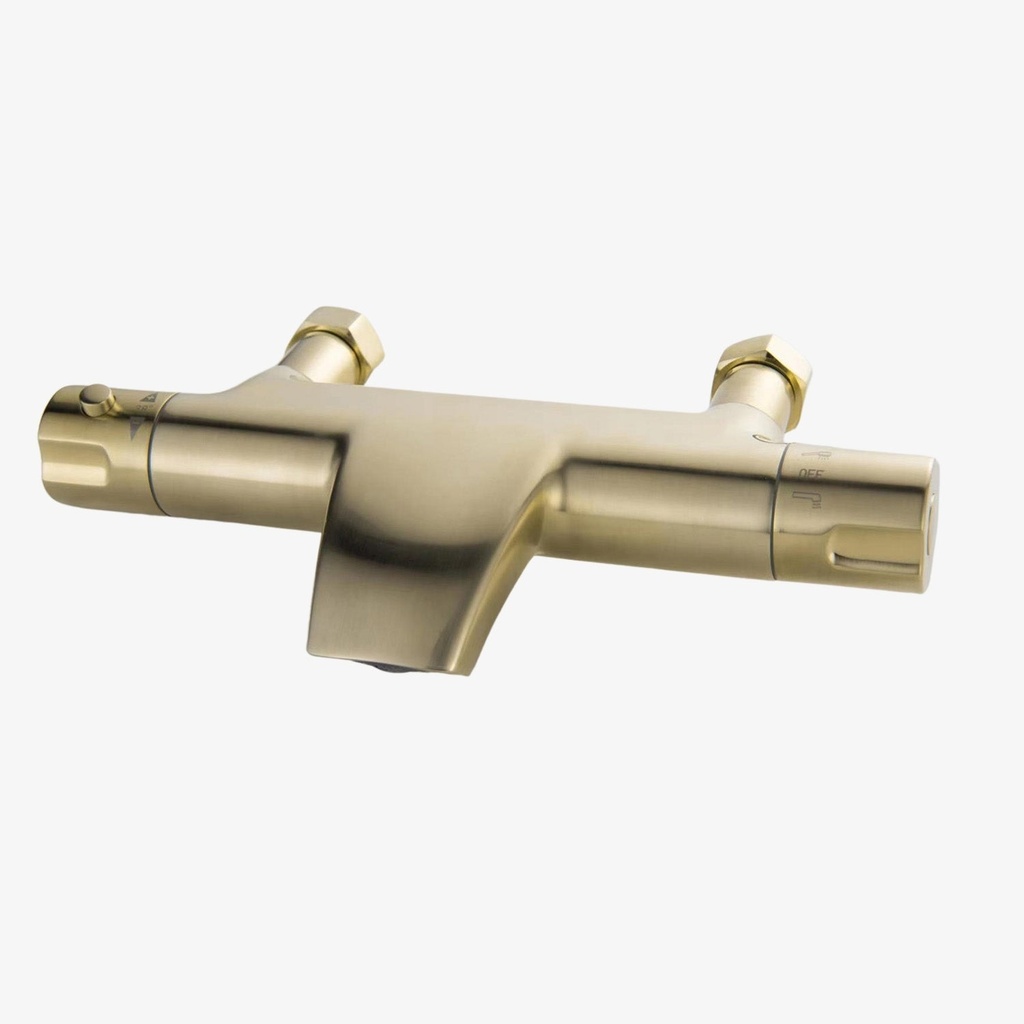 [20130003] Nora Badkraan Thermostatisch Met 2 Grepen Brushed Gold