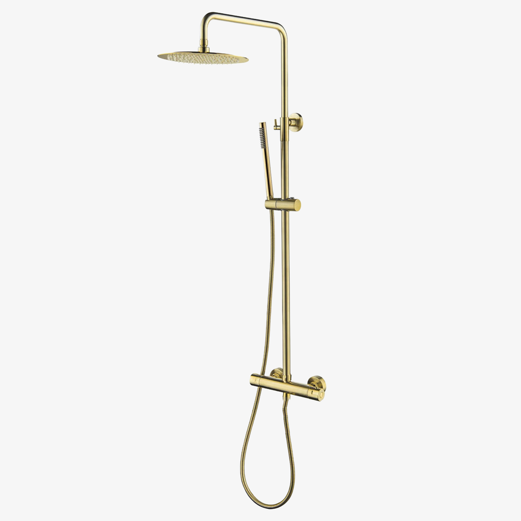 [20120018] Olivia Opbouw Regendouche Thermostatisch Rond 26,5 cm Brushed Gold