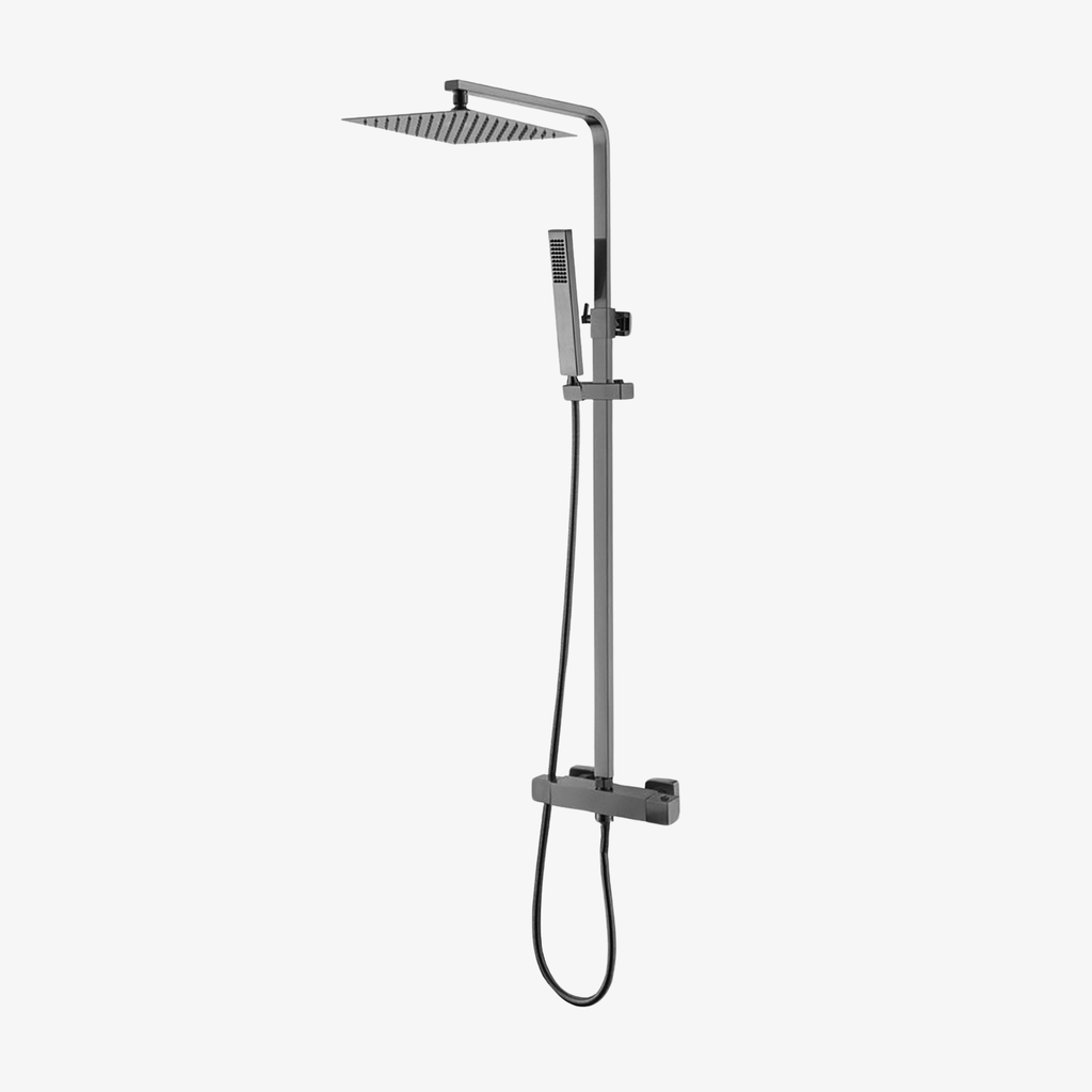 [20120023] Olivia Opbouw Regendouche Thermostatisch Vierkant 26,5 cm Gun Metal