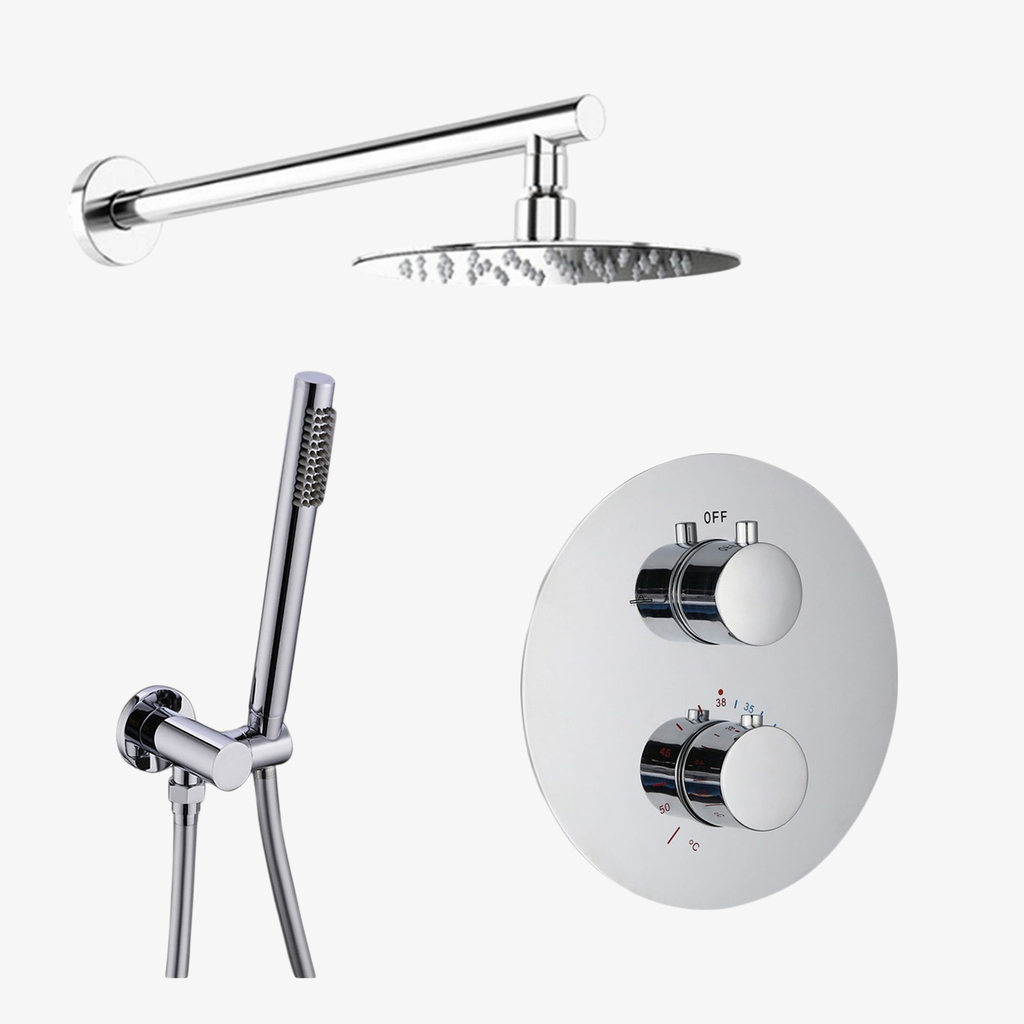 [20120025] Showerset Lieke Thermostatisch Inbouw Rond 10 Inch Muur 25 cm Chroom