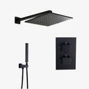 Showerset Amber Thermostatisch Inbouw Vierkant 8 Inch Muur 20 cm Mat Zwart