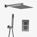 Showerset Amber Thermostatisch Inbouw Vierkant 10 Inch Muur 25 cm Gun Metal