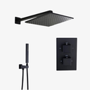 Showerset Amber Thermostatisch Inbouw Vierkant 12 Inch Muur 30 cm Mat Zwart