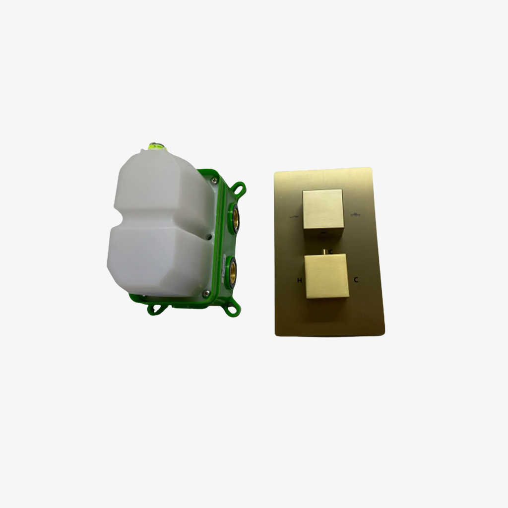 [20120082] Showerset Amber Thermostatisch Inbouw Vierkant 8 Inch Plafond 20 cm Brushed Gold