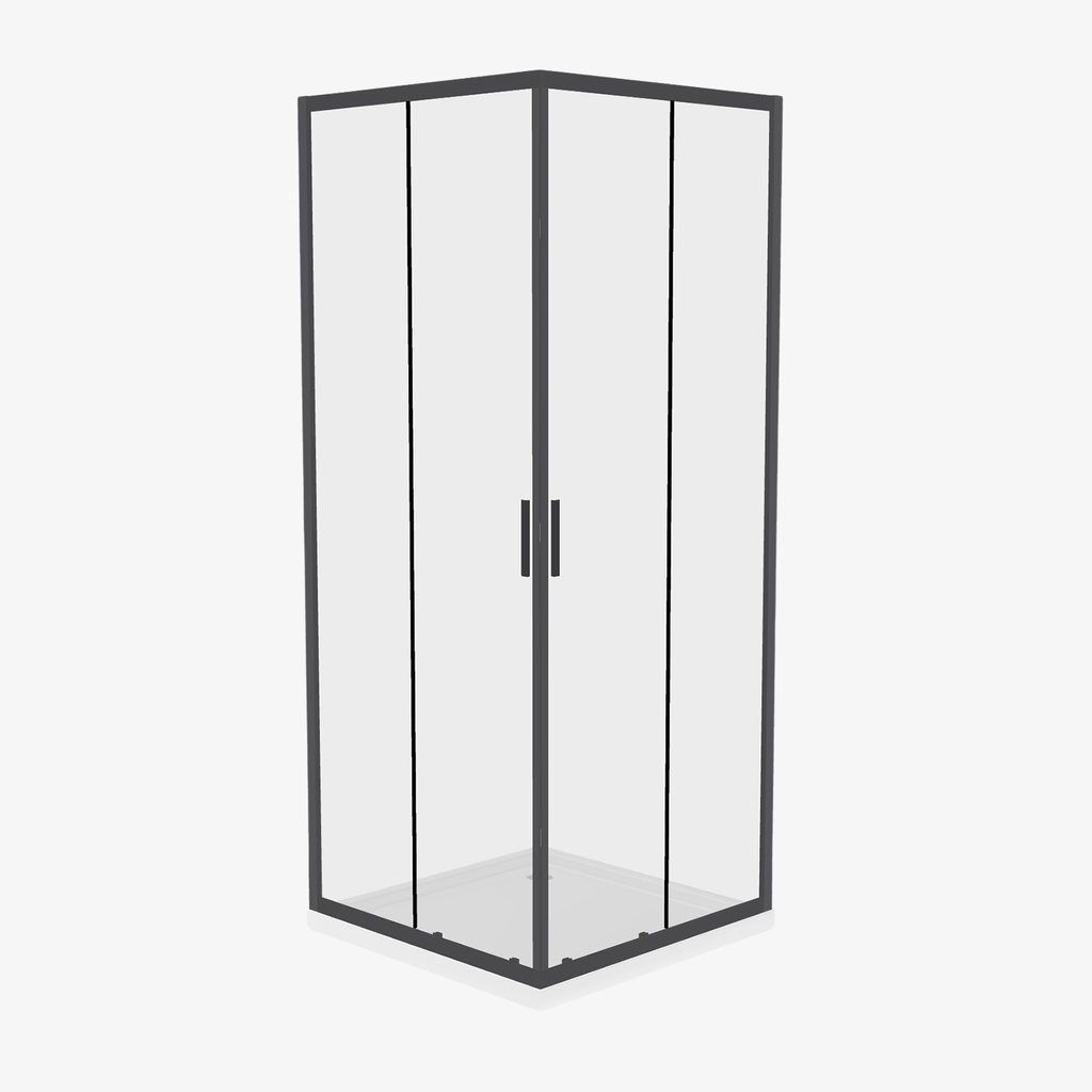 [20320001] Douchecabine Hoekinstap Leslie Mat Zwart 80x80 cm 6 mm - Nano - Omkeerbaar