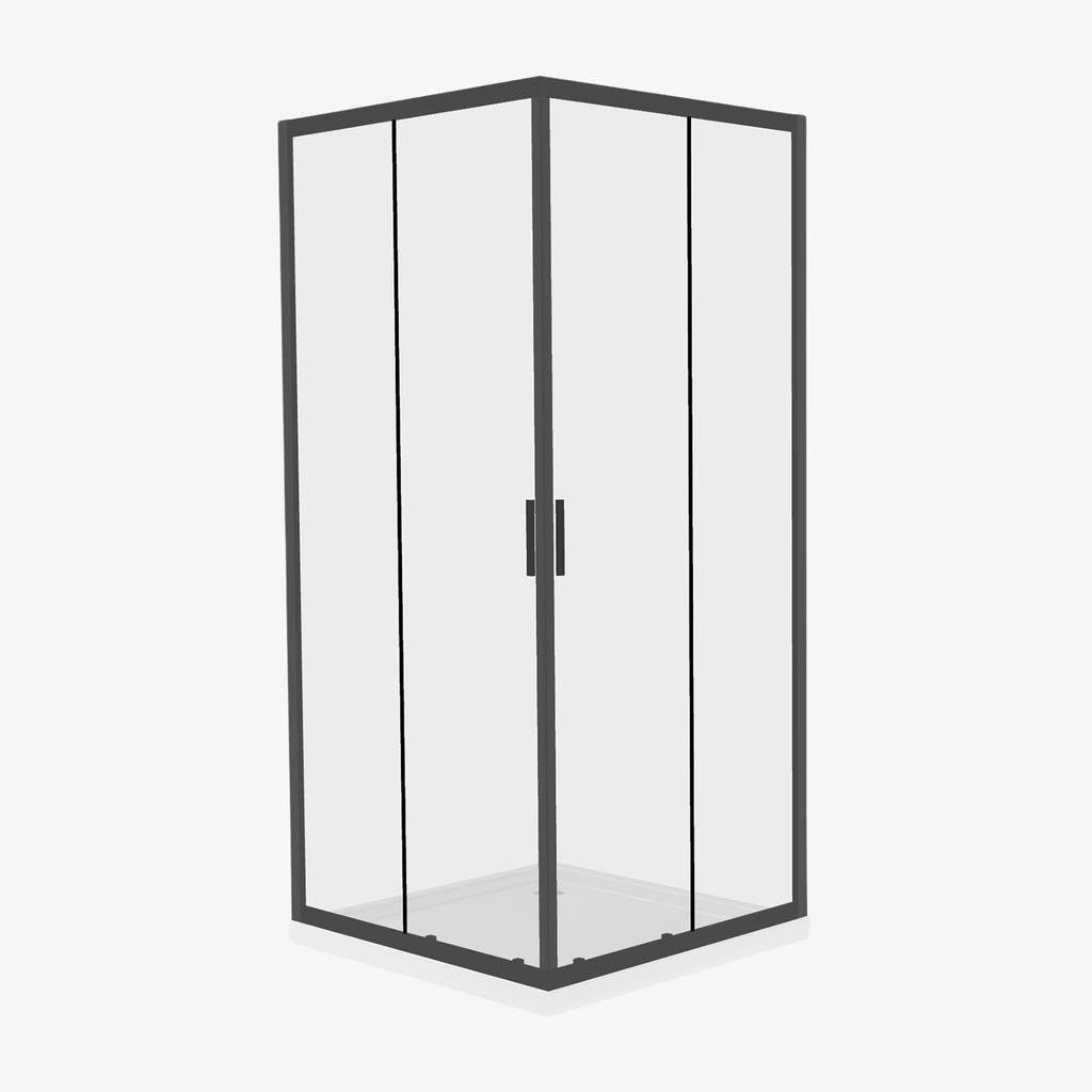 [20320002] Douchecabine Hoekinstap Leslie Mat Zwart 90x90 cm 6 mm - Nano - Omkeerbaar