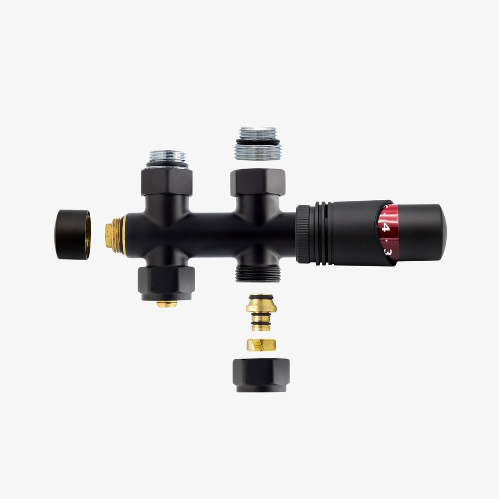 [20440005] Thermostatische Radiatorkraan Noor Recht Zwart - 1/2Mx16/2 - M30