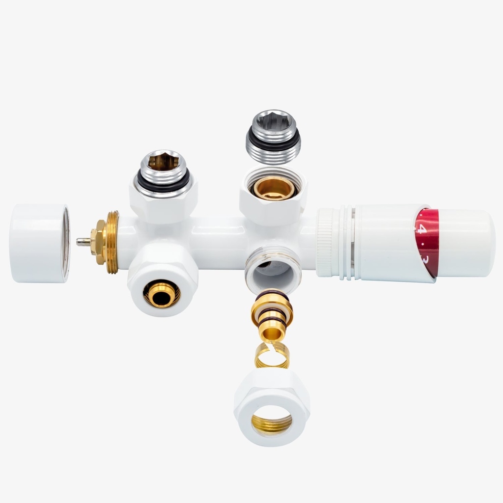 [20440004] Thermostatische Radiatorkraan Noor Haaks Wit - 1/2Mx16/2 - M30