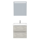 Frankfurt Badkamermeubel Set 65 cm Lissabon - Onderkast MDF Softclose Semi handgreep 2 lades met Keramische Wastafel 1 kraangat en Badkamerspiegel met Led-verlichting