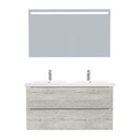Frankfurt Badkamermeubel Set 120 cm Lissabon - Onderkast MDF Softclose Semi handgreep 2 lades met Keramische Wastafel 2 kraangat en Badkamerspiegel met Led-verlichting