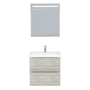 Frankfurt Badkamermeubel Set 65 cm Lissabon - Onderkast MDF Softclose Semi handgreep 2 lades met Keramische Wastafel 1 kraangat en Badkamerspiegelkast met Led-verlichting