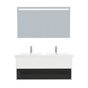 Pohlheim Badkamermeubel Set 120 cm Hoogglans Wit - Onderkast MDF Softclose Greeploos 1 lade met Keramische Wastafel 2 kraangat en Badkamerspiegel met Led-verlichting