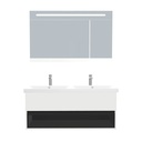 Pohlheim Badkamermeubel Set 120 cm Hoogglans Wit - Onderkast MDF Softclose Greeploos 1 lade met Keramische Wastafel 2 kraangat en Badkamerspiegelkast met Led-verlichting