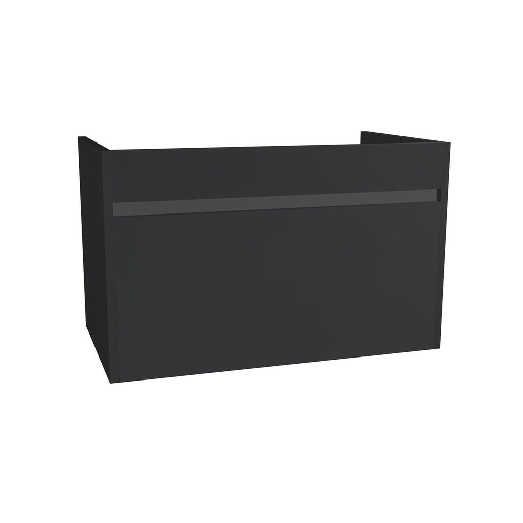 [B-AM-80-OK-MS] Amsterdam 80 cm Mat Zwart - Onderkast MDF - Softclose Greeploos 1 Lade 1 Binnenlade - Wastafelmeubel Voor Waskom