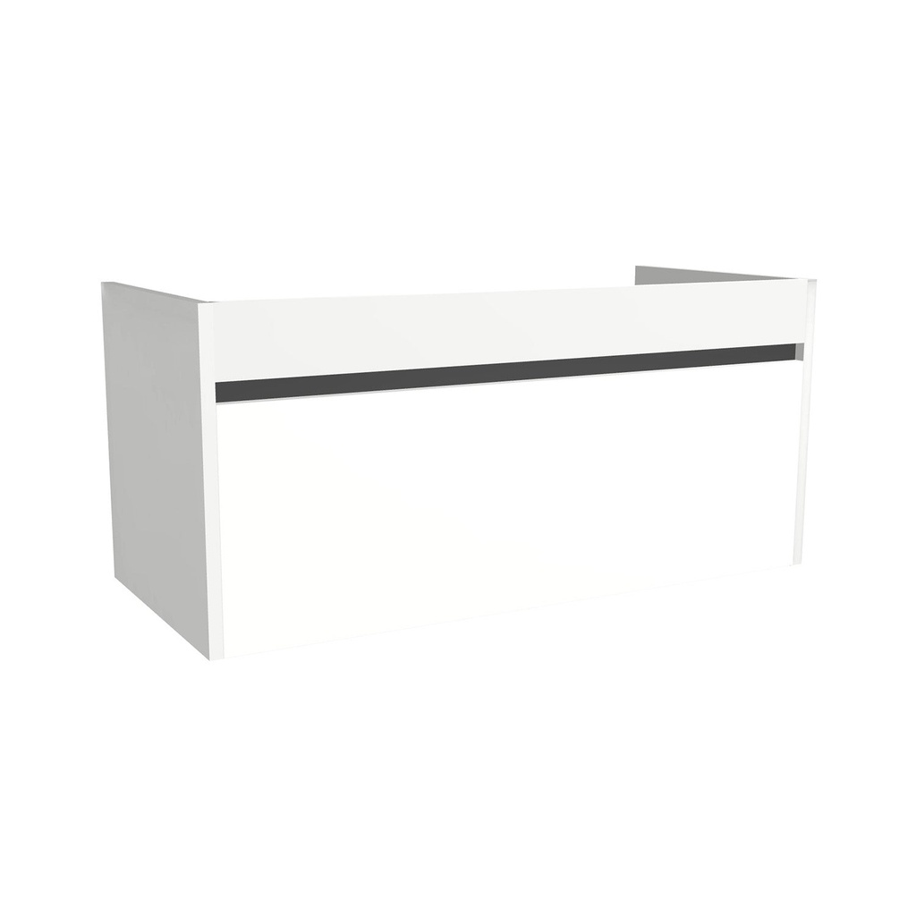 [B-AM-100-OK-HW] Amsterdam 100 cm Hoogglans Wit - Onderkast MDF - Softclose Greeploos 1 Lade 1 Binnenlade - Wastafelmeubel Voor Waskom