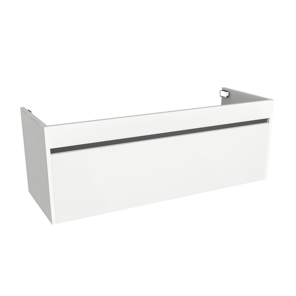 [B-AM-120-OK-HW] Amsterdam 120 cm Hoogglans Wit - Onderkast MDF - Softclose Greeploos 1 Lade 1 Binnenlade - Wastafelmeubel Voor Waskom