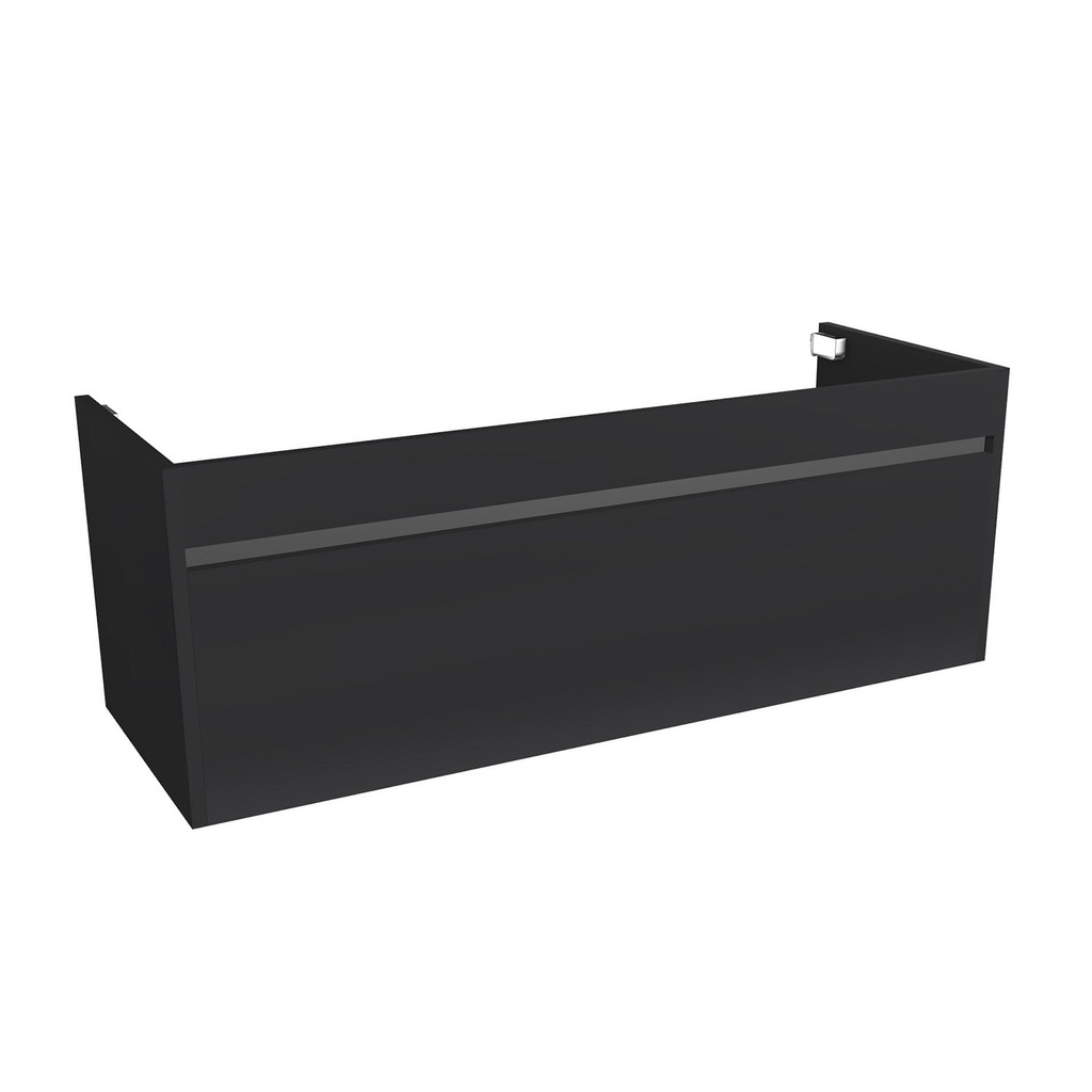 [B-AM-120-OK-MS] Amsterdam 120 cm Mat Zwart - Onderkast MDF - Softclose Greeploos 1 Lade 1 Binnenlade - Wastafelmeubel Voor Waskom