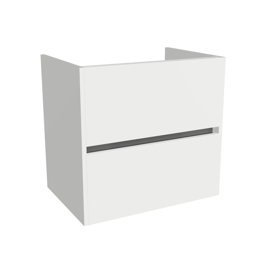 [T-BE-65-OK-HW] Berlin 65 cm Hoogglans Wit - Onderkast MDF - Softclose greeploos 2 Lades Onder Elkaar - Wastafelmeubel Voor Waskom