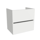 Berlin 65 cm Hoogglans Wit - Onderkast MDF - Softclose greeploos 2 Lades Onder Elkaar - Wastafelmeubel Voor Waskom