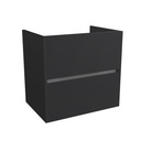 Berlin 65 cm Mat Zwart - Onderkast MDF - Softclose greeploos 2 Lades Onder Elkaar - Wastafelmeubel Voor Waskom