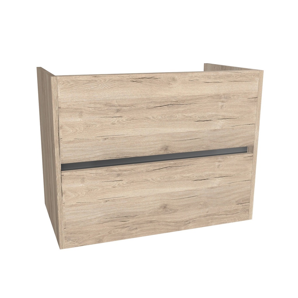 [T-BE-80-OK-DE] Berlin 80 cm Duitse Eik - Onderkast MDF - Softclose greeploos 2 Lades Onder Elkaar - Wastafelmeubel Voor Waskom