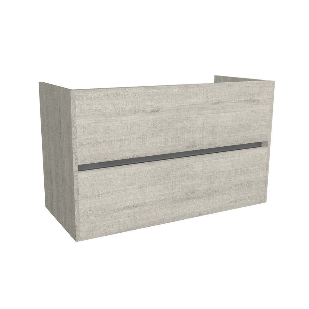 [T-BE-100-OK-LS] Berlin 100 cm Lissabon - Onderkast MDF - Softclose greeploos 2 Lades Onder Elkaar - Wastafelmeubel Voor Waskom