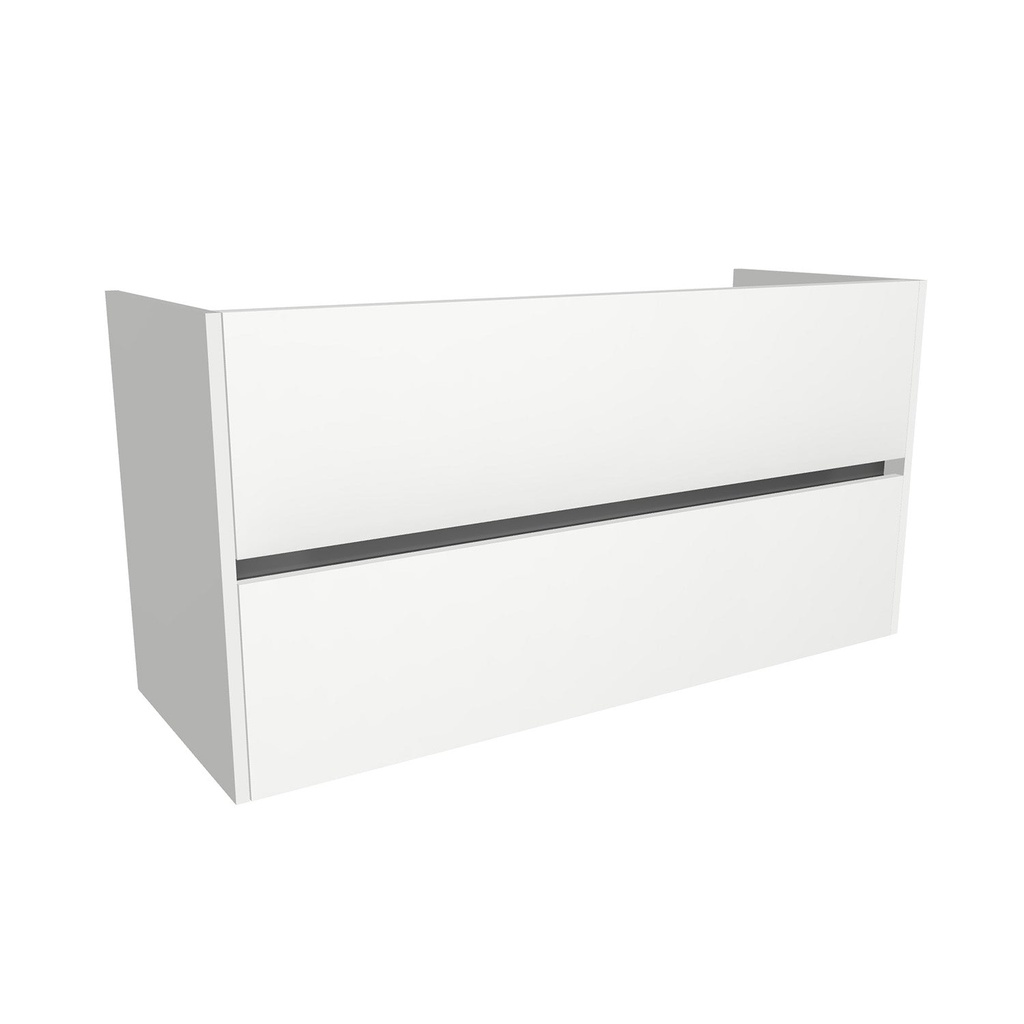 [T-BE-120-OK-HW] Berlin 120 cm Hoogglans Wit - Onderkast MDF - Softclose greeploos 2 Lades Onder Elkaar - Wastafelmeubel Voor Waskom
