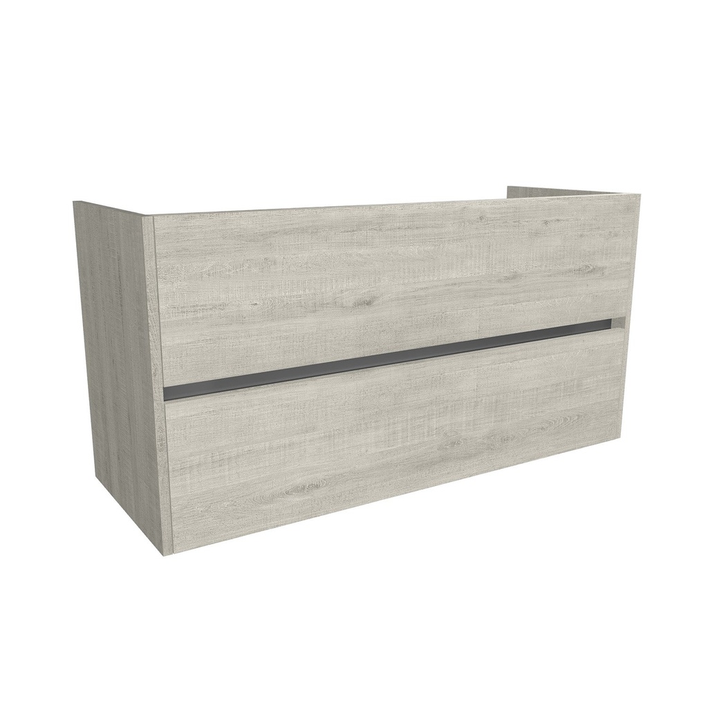 [T-BE-120-OK-LS] Berlin 120 cm Lissabon - Onderkast MDF - Softclose greeploos 2 Lades Onder Elkaar - Wastafelmeubel Voor Waskom