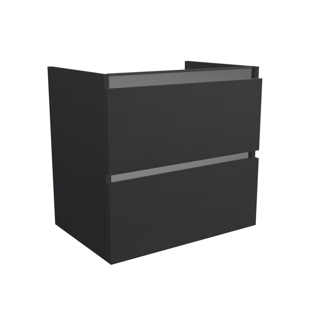 [T-BO-65-OK-MS] Bonn 65 cm Mat Zwart - Onderkast MDF - Softclose greeploos - 2 Lades Onder Elkaar - Wastafelmeubel Voor Waskom