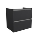 Bonn 65 cm Mat Zwart - Onderkast MDF - Softclose greeploos - 2 Lades Onder Elkaar - Wastafelmeubel Voor Waskom