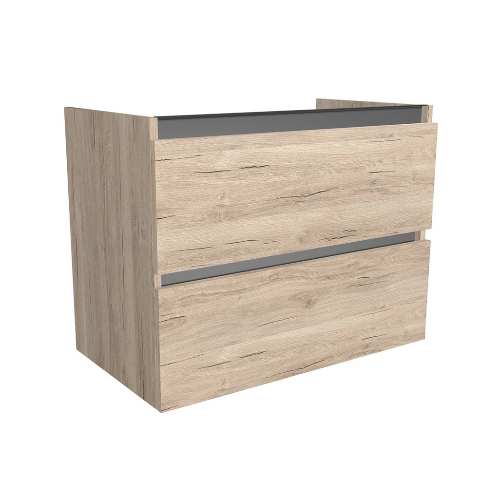 [T-BO-80-OK-DE] Bonn 80 cm Duitse Eik - Onderkast MDF - Softclose greeploos - 2 Lades Onder Elkaar - Wastafelmeubel Voor Waskom