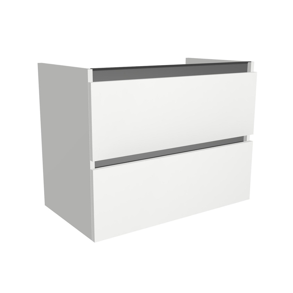 [T-BO-80-OK-HW] Bonn 80 cm Hoogglans Wit - Onderkast MDF - Softclose greeploos - 2 Lades Onder Elkaar - Wastafelmeubel Voor Waskom