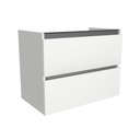 Bonn 80 cm Hoogglans Wit - Onderkast MDF - Softclose greeploos - 2 Lades Onder Elkaar - Wastafelmeubel Voor Waskom