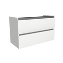 Bonn 100 cm Hoogglans Wit - Onderkast MDF - Softclose greeploos - 2 Lades Onder Elkaar - Wastafelmeubel Voor Waskom