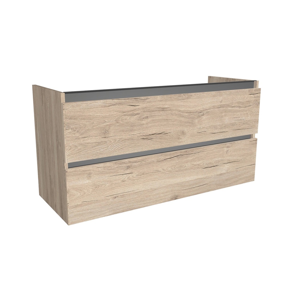 [T-BO-120-OK-DE] Bonn 120 cm Duitse Eik - Onderkast MDF - Softclose greeploos - 2 Lades Onder Elkaar - Wastafelmeubel Voor Waskom