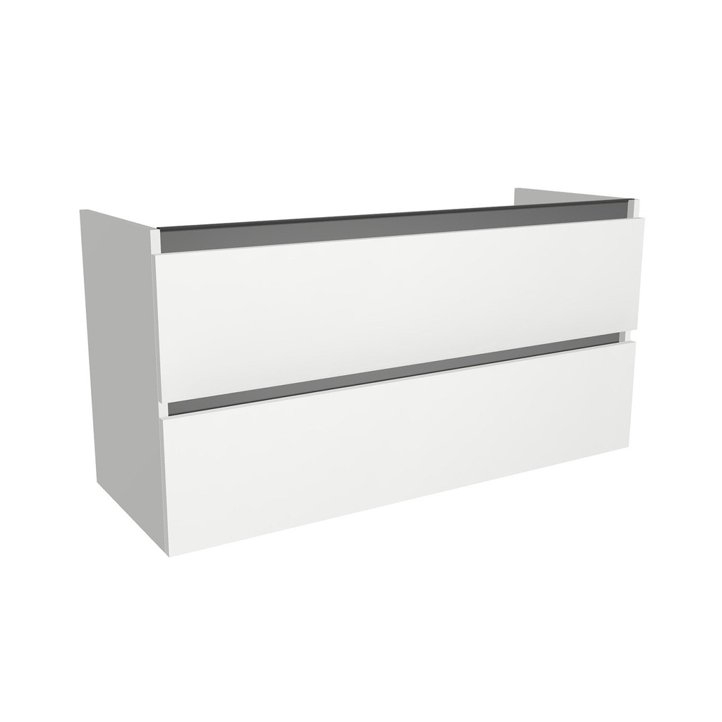 [T-BO-120-OK-HW] Bonn 120 cm Hoogglans Wit - Onderkast MDF - Softclose greeploos - 2 Lades Onder Elkaar - Wastafelmeubel Voor Waskom