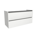 Bonn 120 cm Hoogglans Wit - Onderkast MDF - Softclose greeploos - 2 Lades Onder Elkaar - Wastafelmeubel Voor Waskom