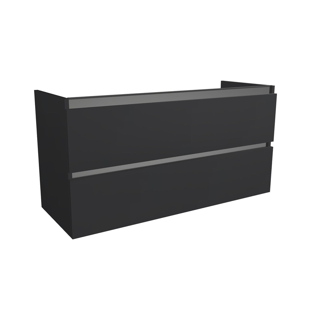 [T-BO-120-OK-MS] Bonn 120 cm Mat Zwart - Onderkast MDF - Softclose greeploos - 2 Lades Onder Elkaar - Wastafelmeubel Voor Waskom