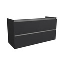 Bonn 120 cm Mat Zwart - Onderkast MDF - Softclose greeploos - 2 Lades Onder Elkaar - Wastafelmeubel Voor Waskom
