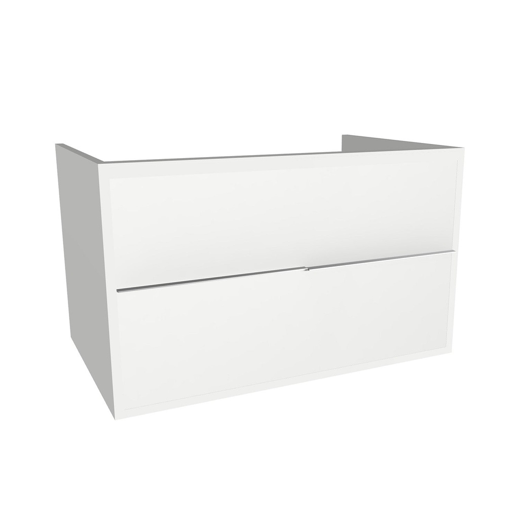 [A-ES-80-0K-HW] Essen 80 cm Hoogglans Wit - Onderkast MDF - Softclose semi handgreep 2 Lades Onder Elkaar Wastafelmeubel Voor Waskom