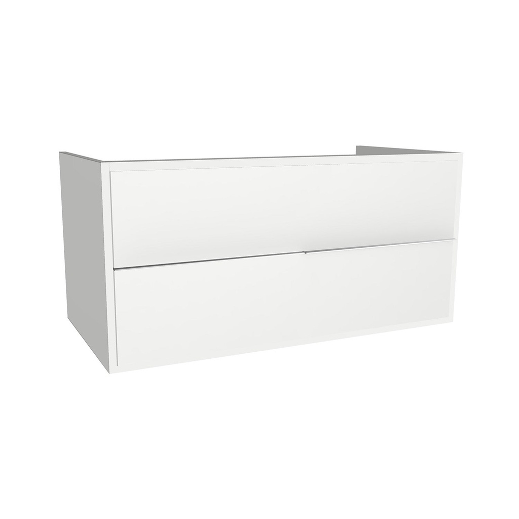 [A-ES-100-0K-HW] Essen 100 cm Hoogglans Wit - Onderkast MDF - Softclose semi handgreep 2 Lades Onder Elkaar Wastafelmeubel Voor Waskom