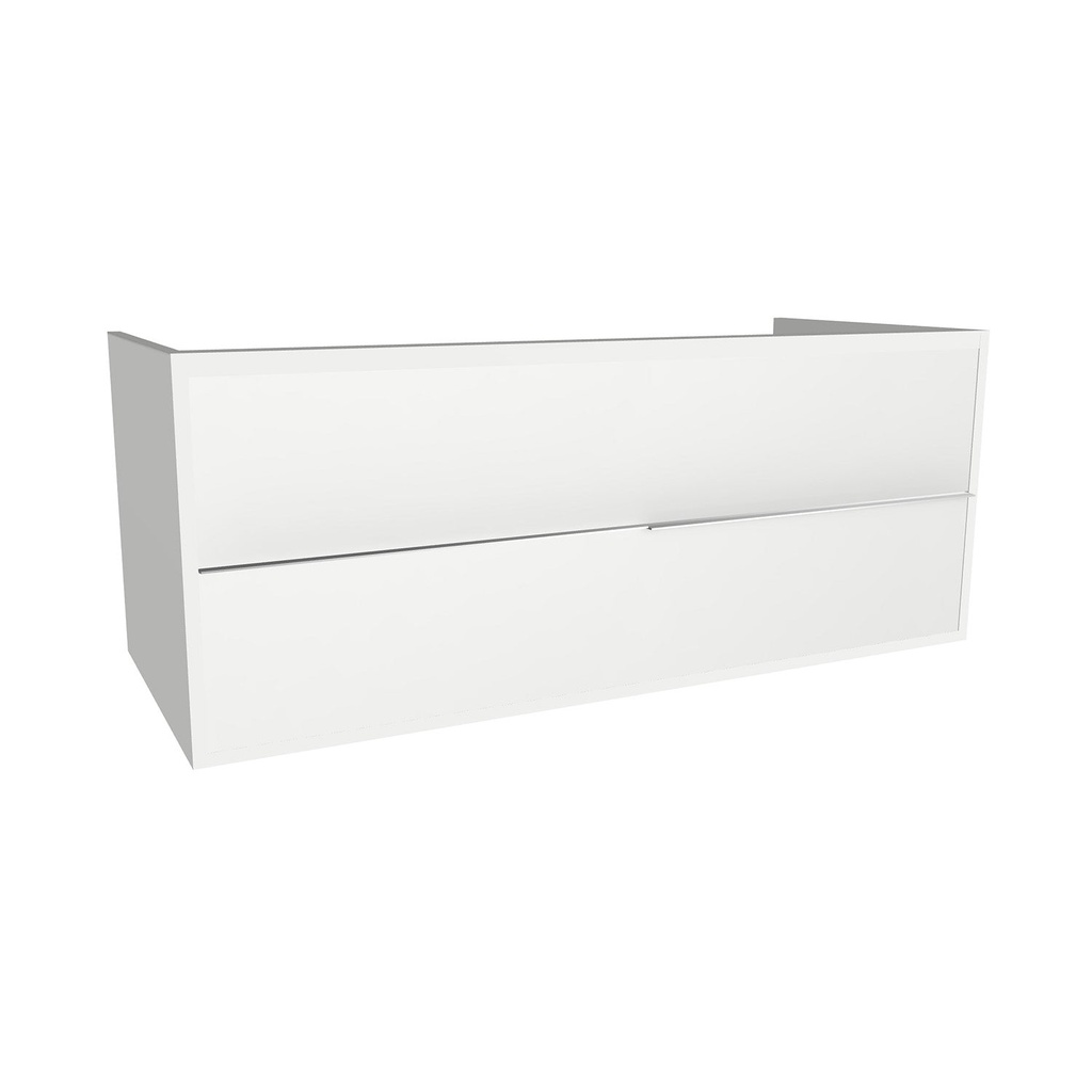 [A-ES-120-0K-HW] Essen 120 cm Hoogglans Wit - Onderkast MDF - Softclose semi handgreep 2 Lades Onder Elkaar Wastafelmeubel Voor Waskom