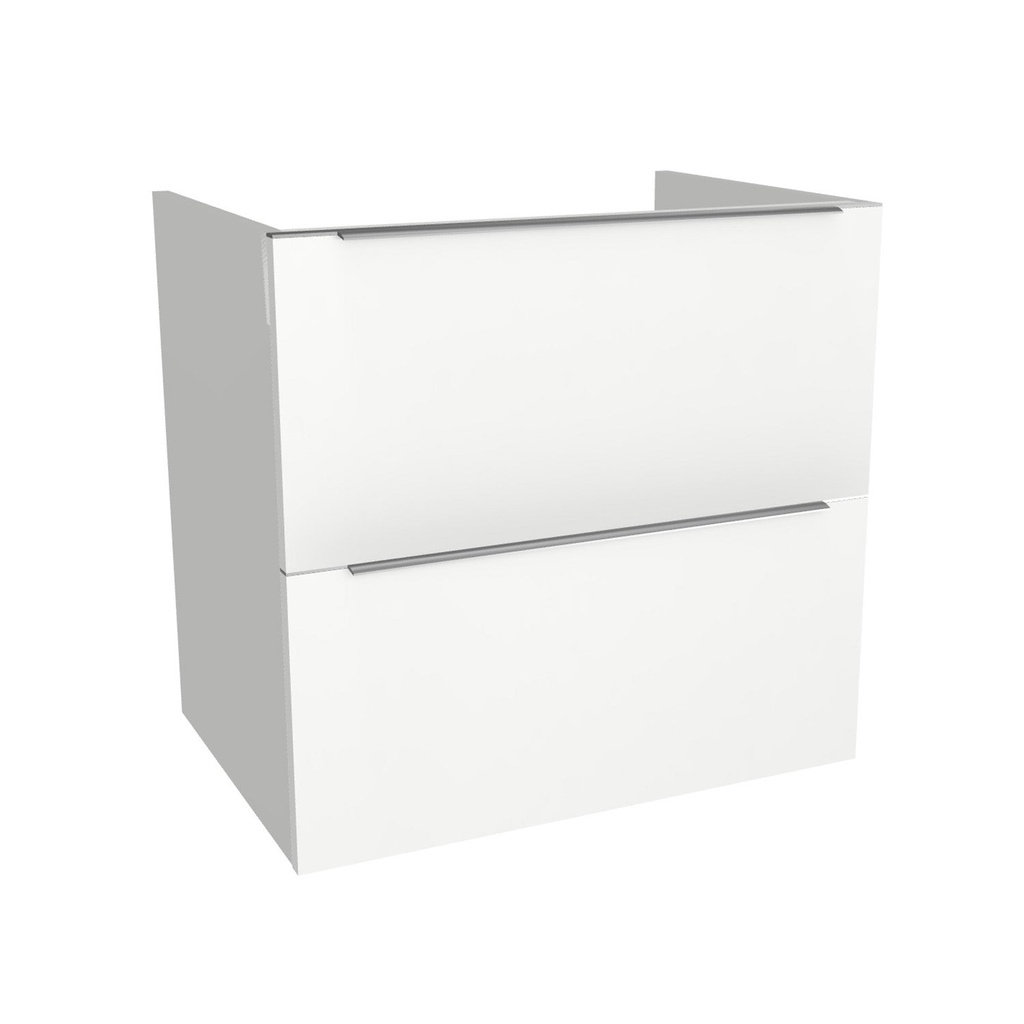 [T-FR-65-OK-HW] Frankfurt 65 cm Hoogglans Wit - Onderkast MDF - Softclose Semi handgreep 2 Lades Onder Elkaar - Wastafelmeubel Voor Waskom