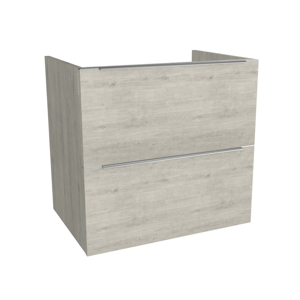 [T-FR-65-OK-LS] Frankfurt 65 cm Lissabon - Onderkast MDF - Softclose Semi handgreep 2 Lades Onder Elkaar - Wastafelmeubel Voor Waskom