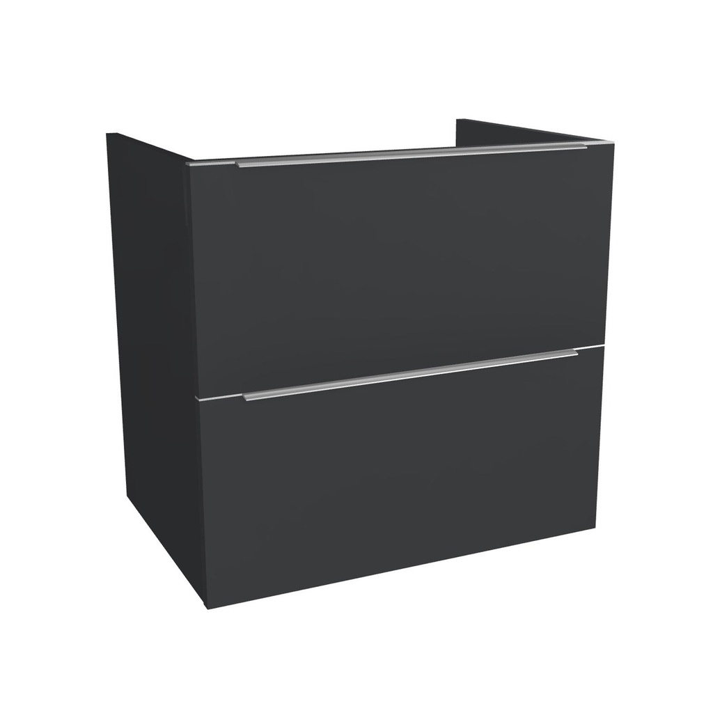 [T-FR-65-OK-MS] Frankfurt 65 cm Mat Zwart - Onderkast MDF - Softclose Semi handgreep 2 Lades Onder Elkaar - Wastafelmeubel Voor Waskom